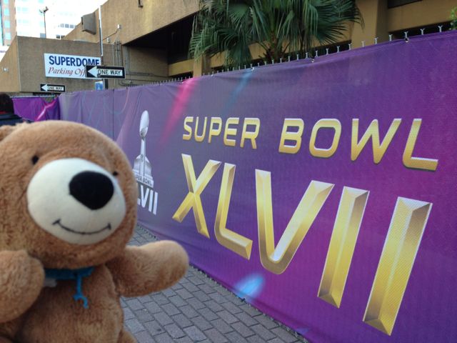 Luckiest teddy bear in the world at Super Dome