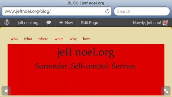 jeff noel .org website header color is red on purpose