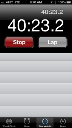 iPhone timer for 40 minute run