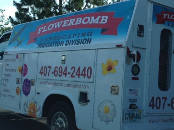 Flower Bomb - what a perfect name for a landscaping company
