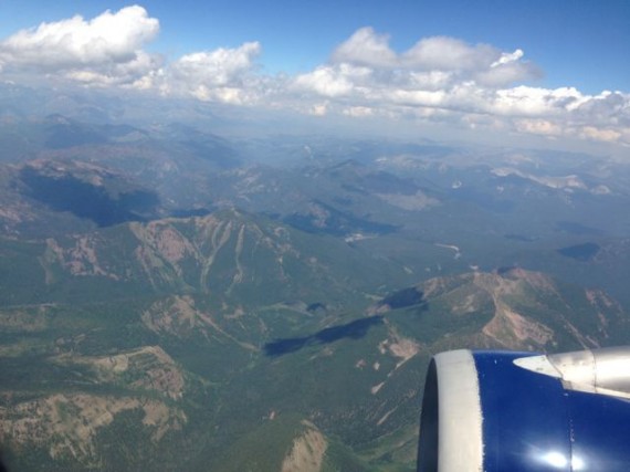 Glacier National Park as plane descends into Kalispell, Montana