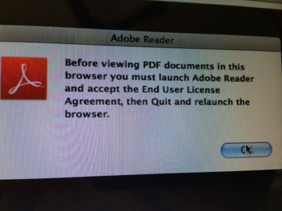 Adobe update message