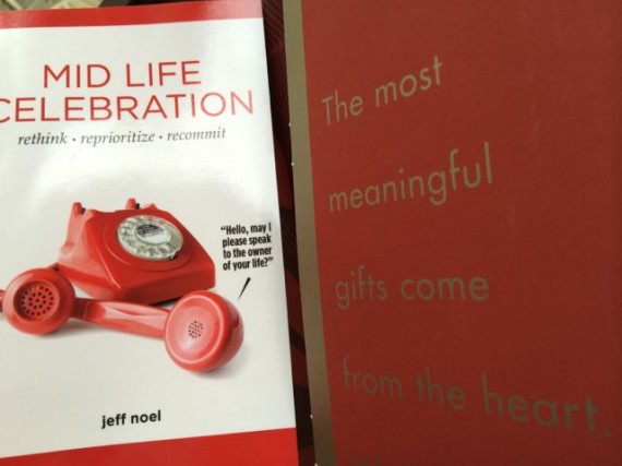 Mid Life Celebration book at Starbucks at Christmas time