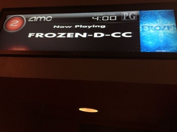 Frozen, the movie, marque at Movie Theater