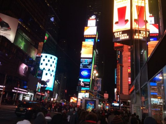 Times Square on a January Saturday night