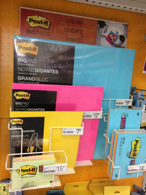 Post It note display at Office Max
