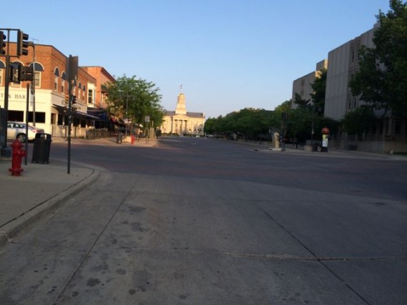 empty college town street