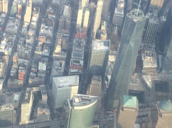 Freedom Tower in New York City from Delta jet