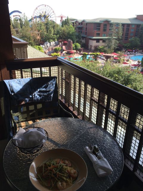 Disney's Grand Californian Resort rom balcony overlooking pool area