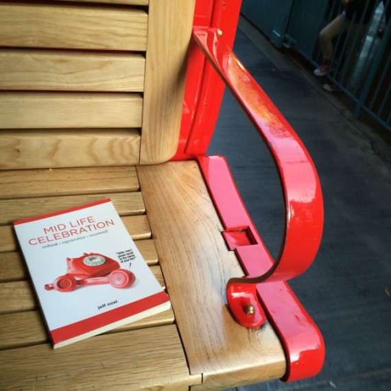 Midlife Celebration the book on Disneyland Train seat
