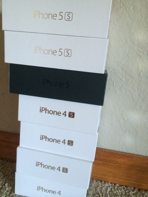 iPhone boxes piled up