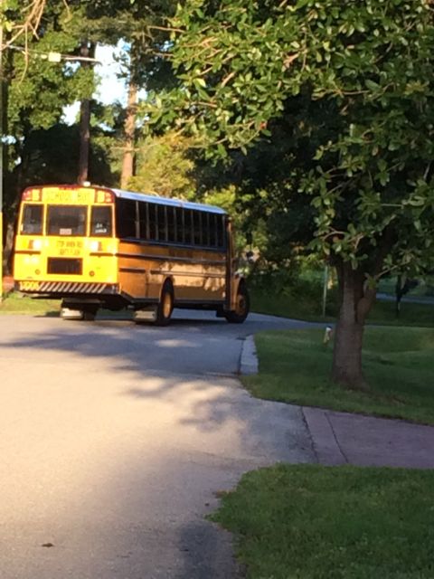 School bus at sunrise
