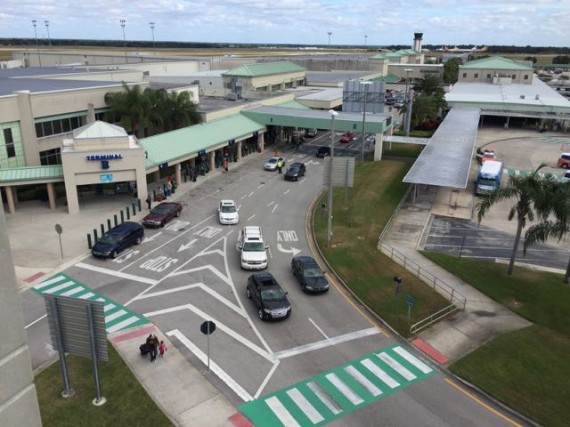 Sanford Orlando Airport view from parking garage top floor