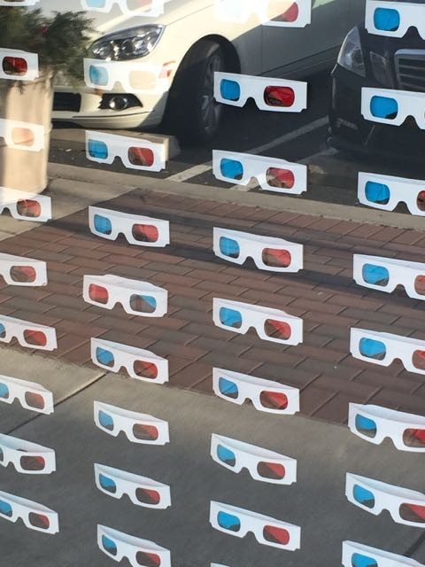 Store window full of 3D glasses