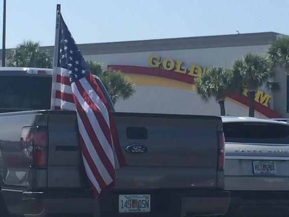 American Flag in Gold's Gym parking lot.