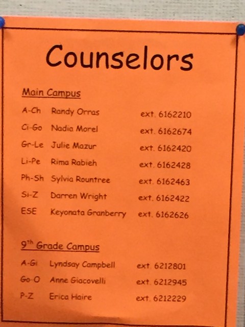 West Orange High School 9th grade center Guidance Counselors 