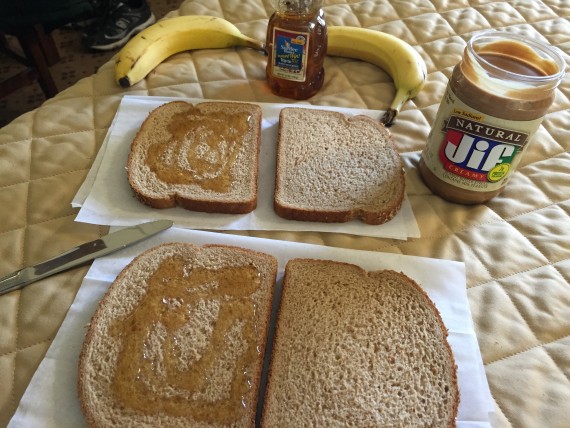 Peanut butter, banana and honey sandwiches