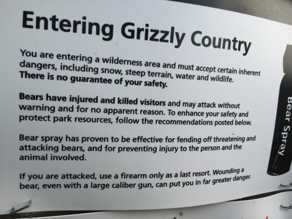 Grizzly Bear warning signs in Glacier National Park