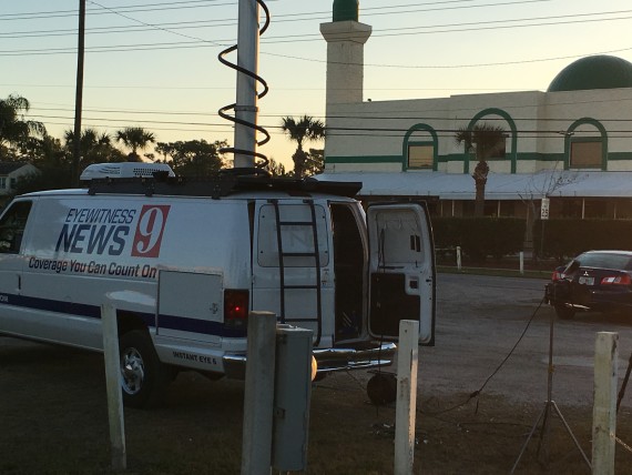 WFTV channel 9 news van at Mosque 