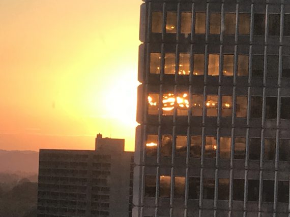 sunset n downtown Louisville 