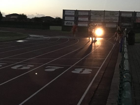 High school track at dawn