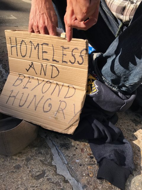 Homeless sign in Philadelphia