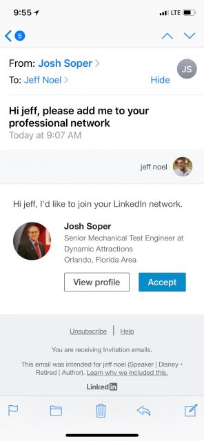 LinkedIn profile screen shot