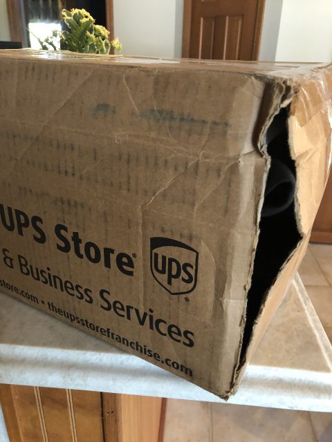 damaged UPS box
