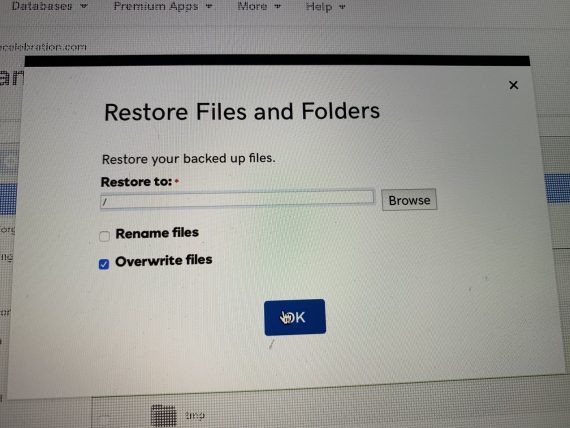 GoDaddy restore files