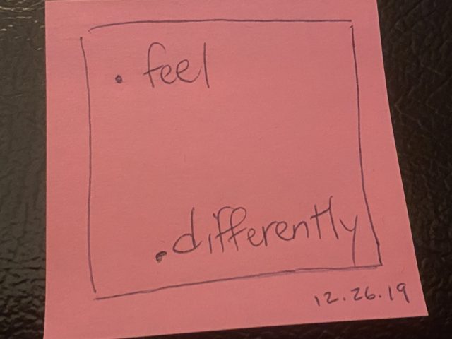 post it note about feel differently