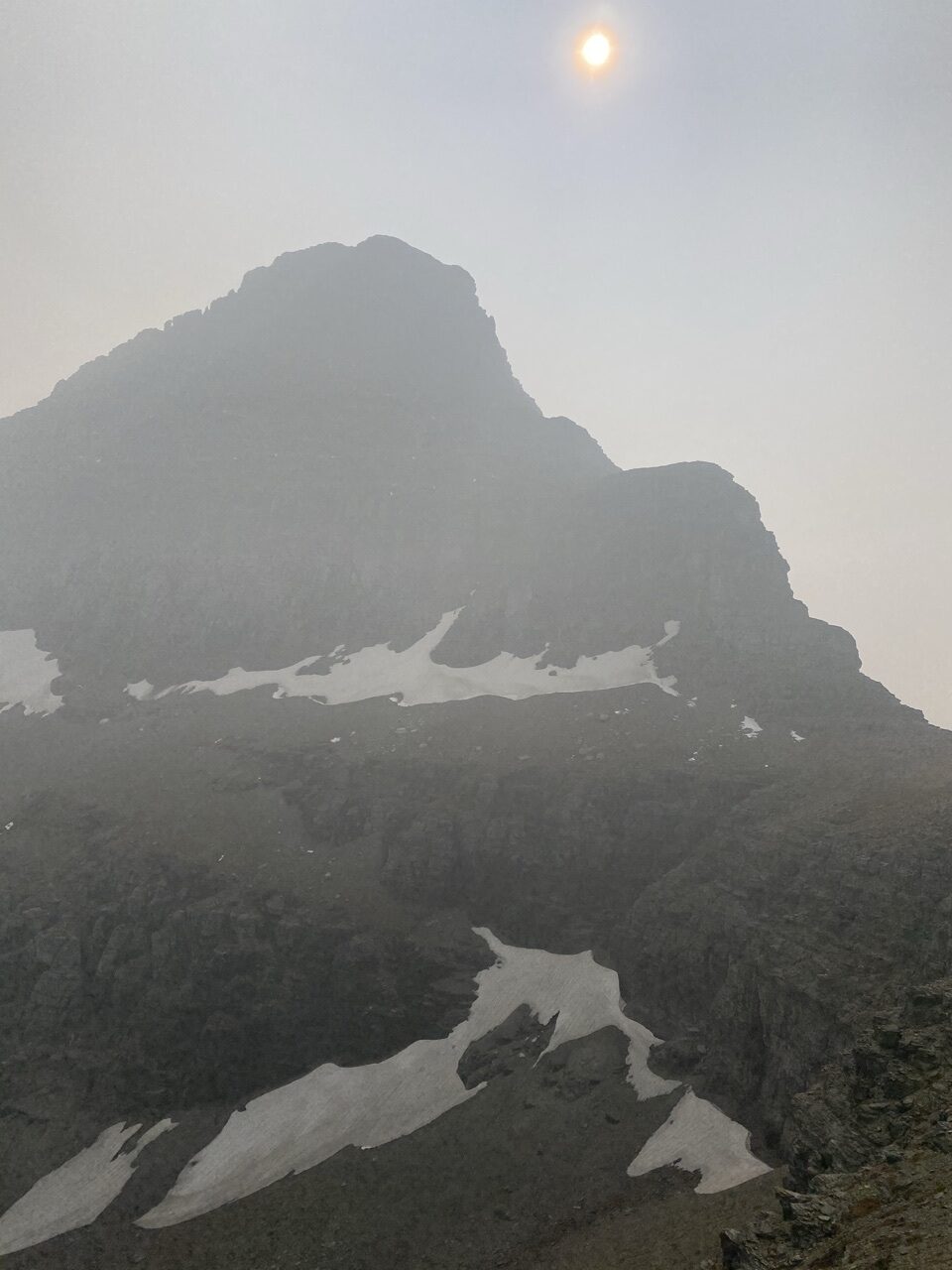 mountain in haze