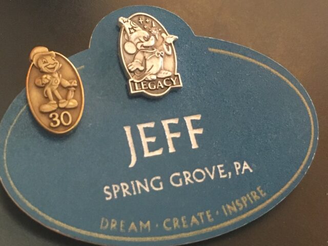 Disney Legacy name tag with 30-year service pin