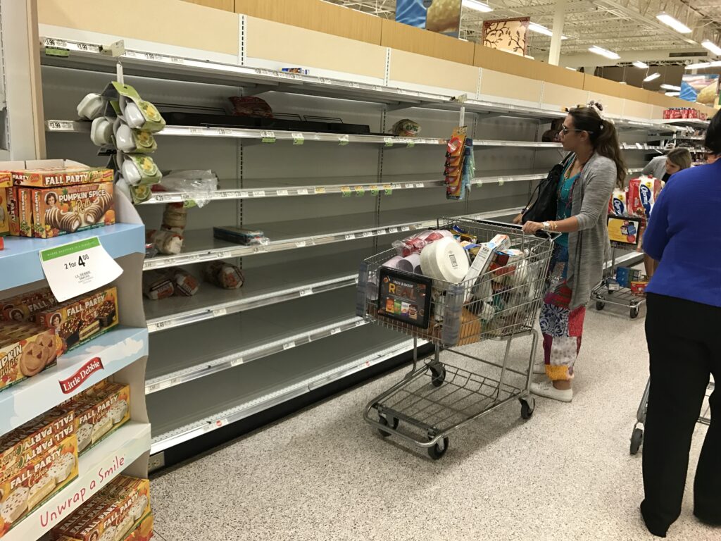 Bare grocery store shelves