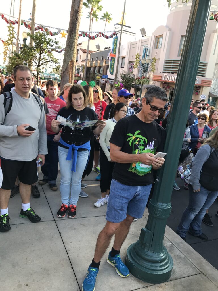 Disney's Hollywood Studios before park opening with crowded Guest queue
