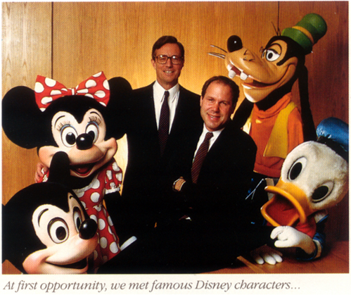 Michael Eisner and Frank Wells with Disney Characters