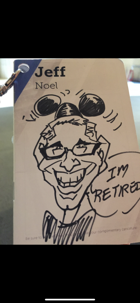 Caricature of Disney keynote speaker jeff noel