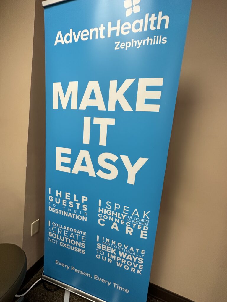 Banner in a hospital training room