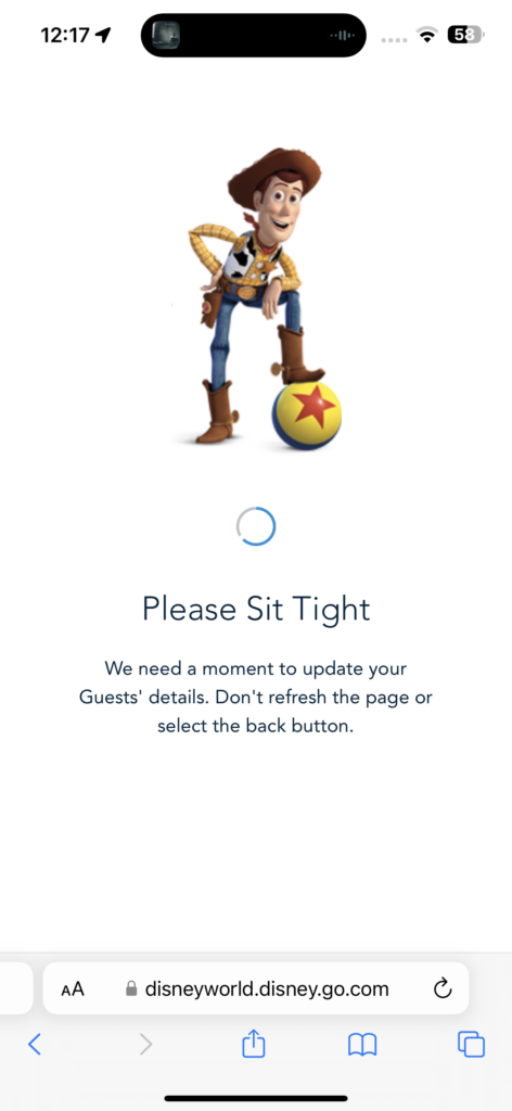 Disney website message