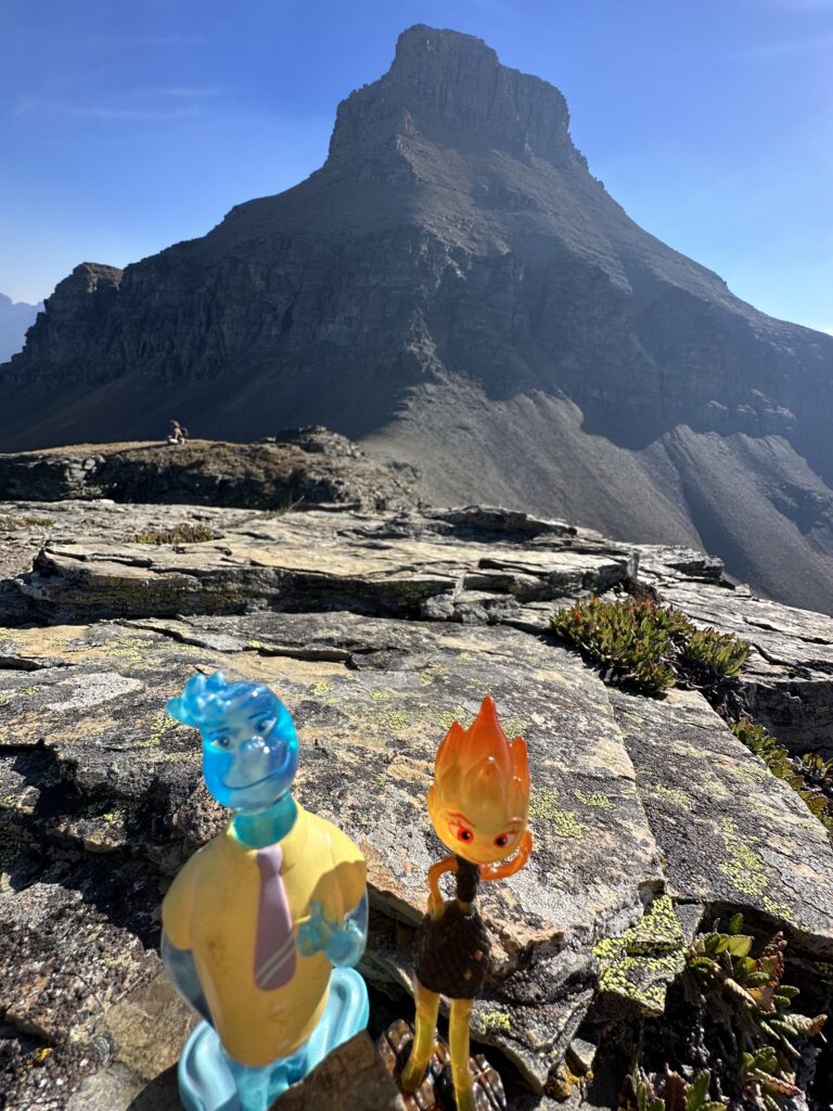 Disney Pixar toy figurines in the mountains