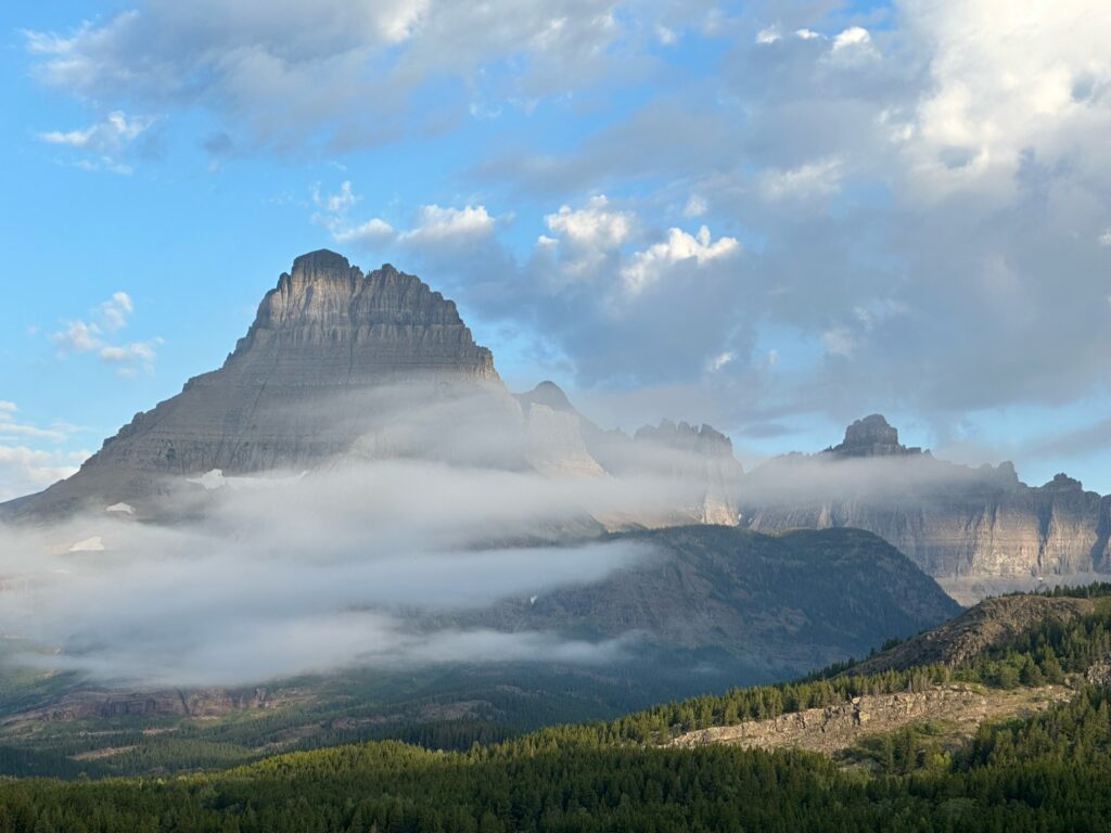 Mountains with low level clouds