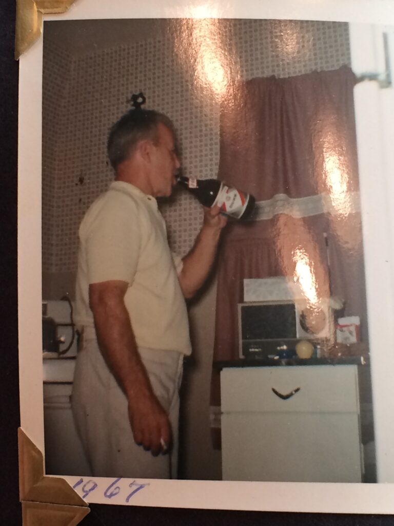 grandpa doing beer and smoking cigarette  