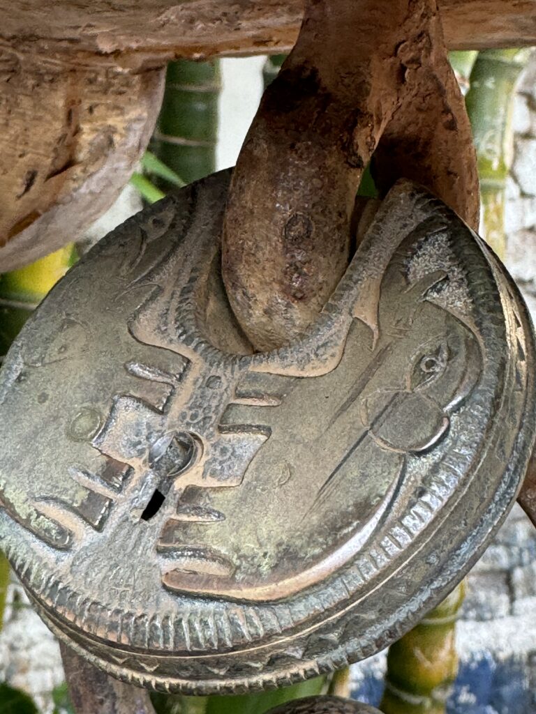 Unique metal carving of two elephants