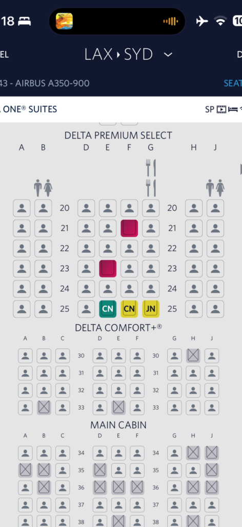 Plane seat map