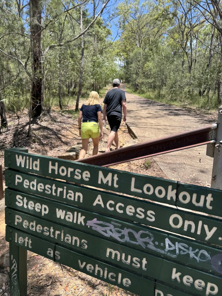 Two people hiking on a trail