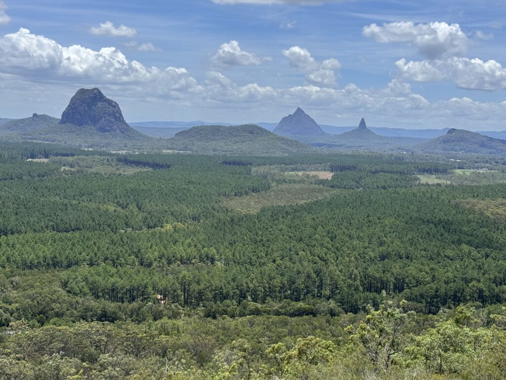 Unique glass house mountains in Australia