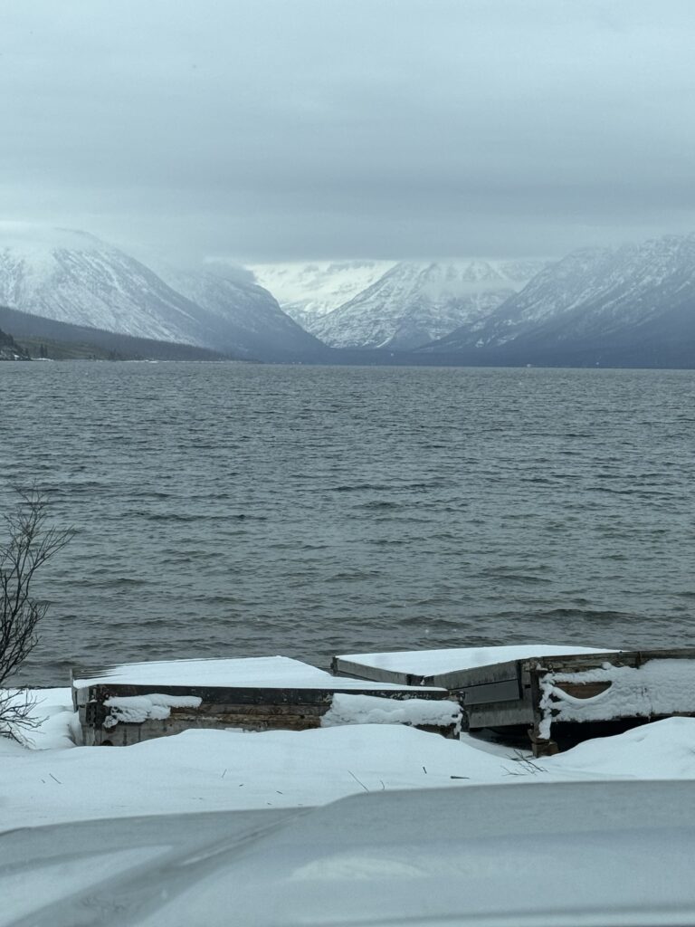 mountain lake in winter