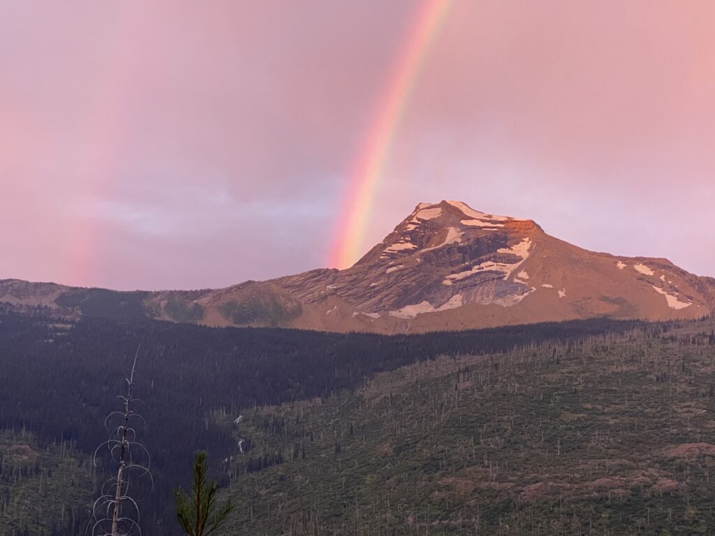 Rainbow over a mountain