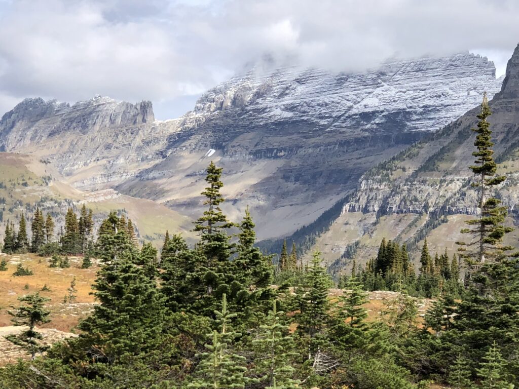 Mountain dusted in snow