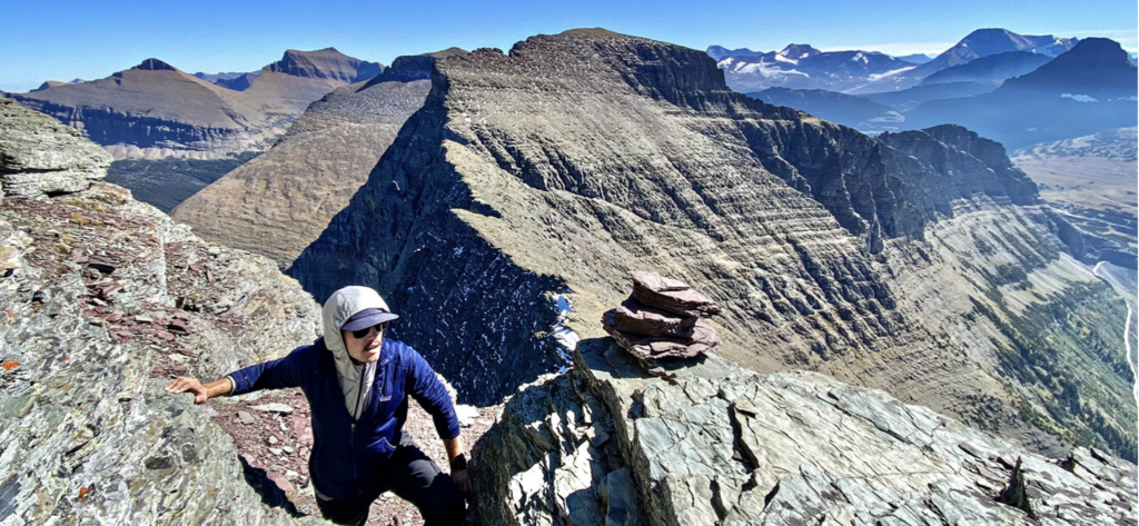 Person on a high Mountain Ridge