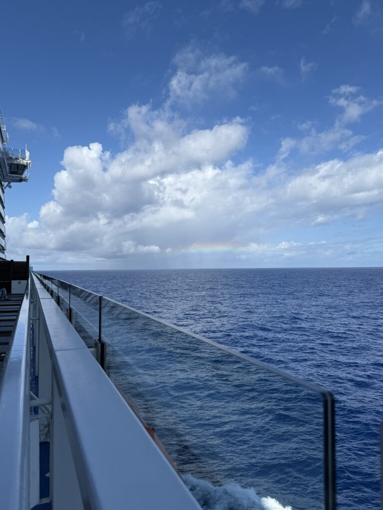 Ocean rainbow from cruise ship